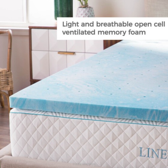 Coprimaterasso Memory Foam LINENSPA 2-Inci dengan Infusi Gel – Mengurangi Tekanan, Bersertifikat CertiPUR, Infusi Gel Pendingin.